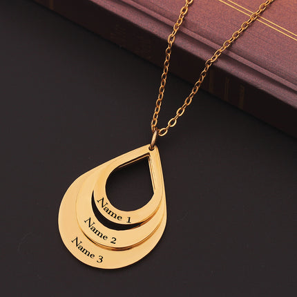 Peekaboo Studio Personalized Stainless Steel Water Droplet Pendant Nec