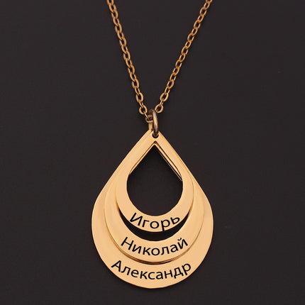 Peekaboo Studio Personalized Stainless Steel Water Droplet Pendant Nec
