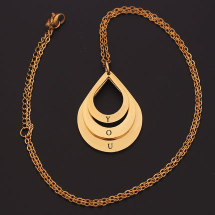 Peekaboo Studio Personalized Stainless Steel Water Droplet Pendant Nec
