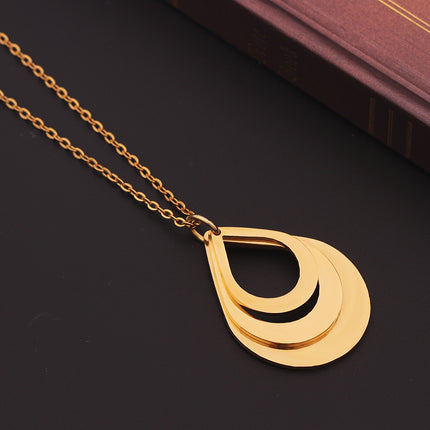 Peekaboo Studio Personalized Stainless Steel Water Droplet Pendant Nec