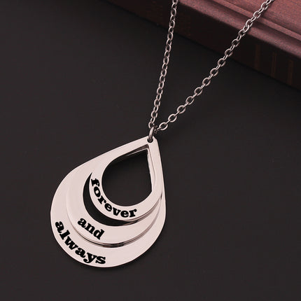 Peekaboo Studio Personalized Stainless Steel Water Droplet Pendant Nec