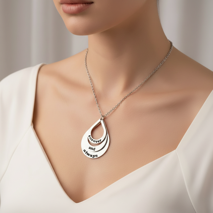 Peekaboo Studio Personalized Stainless Steel Water Droplet Pendant Nec
