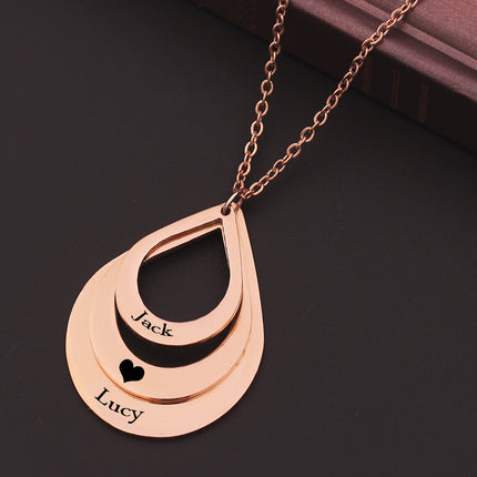 Peekaboo Studio Personalized Stainless Steel Water Droplet Pendant Nec