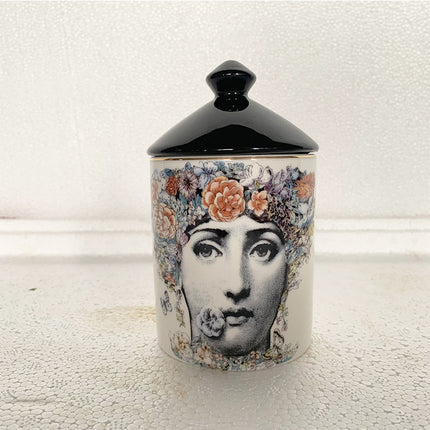Elegant Ceramic Face Aroma Candle Holder Jar Ornament