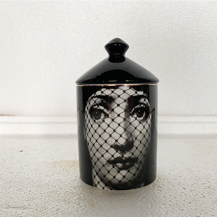 Elegant Ceramic Face Aroma Candle Holder Jar Ornament