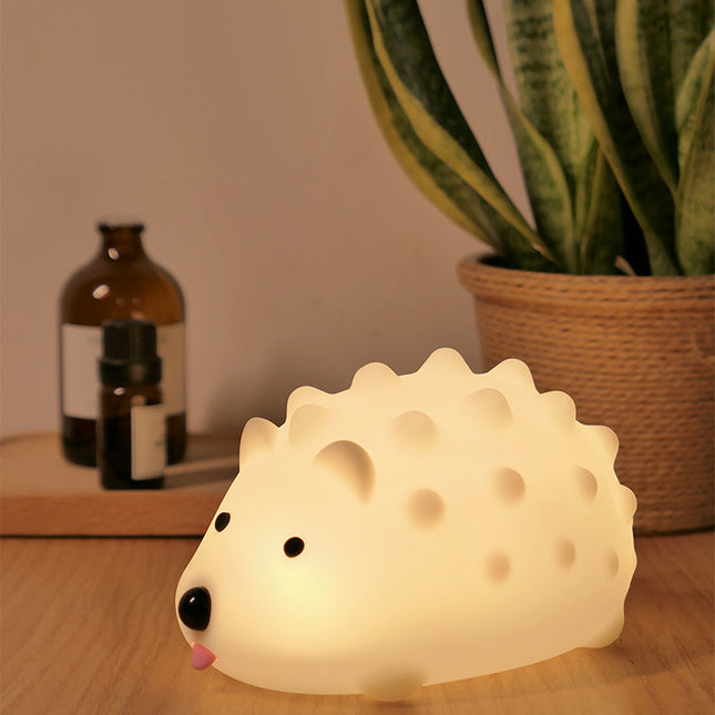 Hedgehog Silicone Night Light for Children Patting Breathing Led Cartoon Lamp