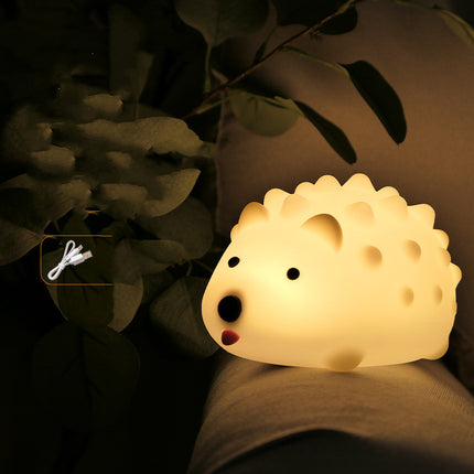 Hedgehog Silicone Night Light for Children Patting Breathing Led Cartoon Lamp
