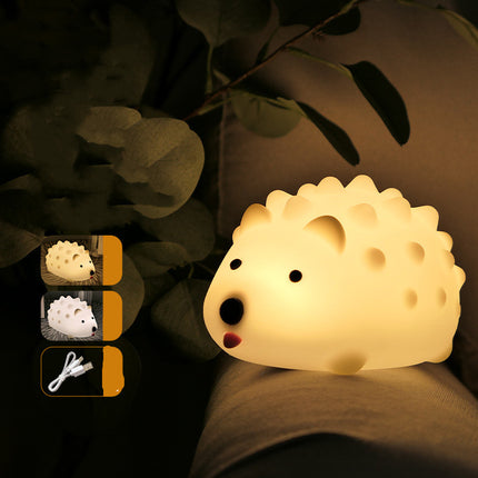 Hedgehog Silicone Night Light for Children Patting Breathing Led Cartoon Lamp