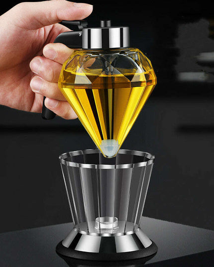 Exquisite Diamond-Shaped Glass Oil Dispenser - Drip-Free Multi-Purpose Kitchen Tool for Oils, Honey, and Condiments