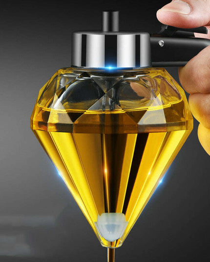 Exquisite Diamond-Shaped Glass Oil Dispenser - Drip-Free Multi-Purpose Kitchen Tool for Oils, Honey, and Condiments