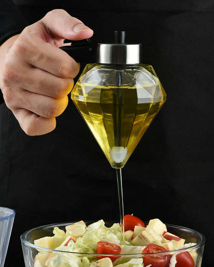 Exquisite Diamond-Shaped Glass Oil Dispenser - Drip-Free Multi-Purpose Kitchen Tool for Oils, Honey, and Condiments