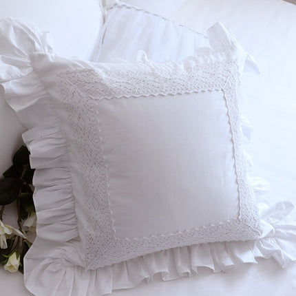 Pink Princess Cotton Lace Ruffle Cushion Cover