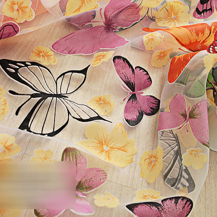 Butterfly Offset Printing Polyester Curtain — Burnt-Out Sheer, Light-Transmitting Panel