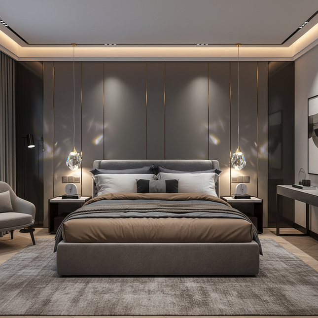 All Copper Light Luxury Crystal Chandelier Modern Minimalist Restauran