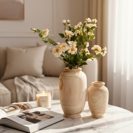 Solid Wood Vase For Living Room Modern Simple Table Decor