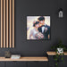 Sophisticated Love Couple Matte Canvas Art - Sustainable Pinewood Frame for Modern Elegance
