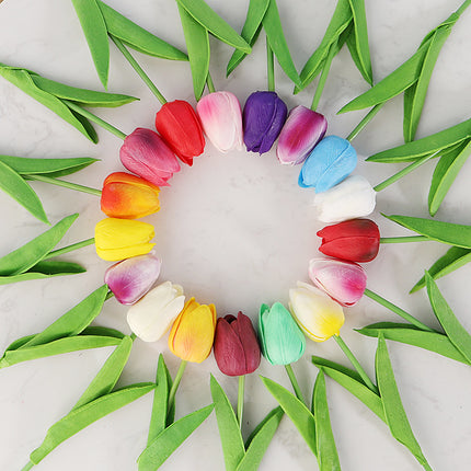 Peekaboo Studio Mini PU Tulip Artificial Flower - Realistic Design, Du