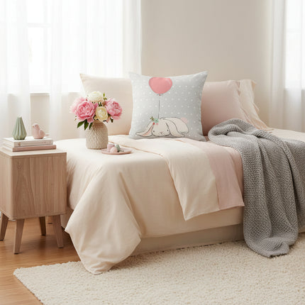 Bunny Cartoon Cushion Cover — Linen, 45×45cm