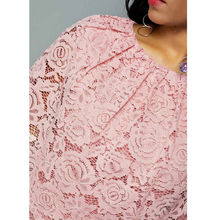 Peekaboo Studio Plus Size African Lace Maxi Dress - Elegant Wedding Ou