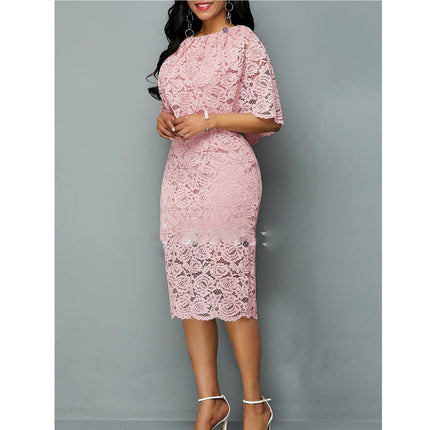 Peekaboo Studio Plus Size African Lace Maxi Dress - Elegant Wedding Ou
