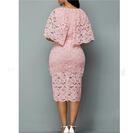 Peekaboo Studio Plus Size African Lace Maxi Dress - Elegant Wedding Ou