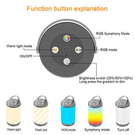 USB Rechargeable Camping Light With Push Button Switch Modern Design Night Light