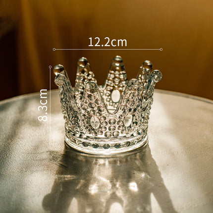 Crystal Crown Glass Candle Holder For Home Decor Gift