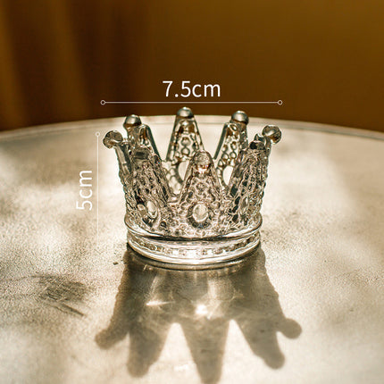 Crystal Crown Glass Candle Holder For Home Decor Gift