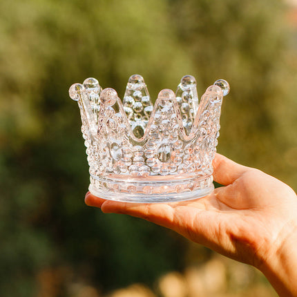 Crystal Crown Glass Candle Holder For Home Decor Gift