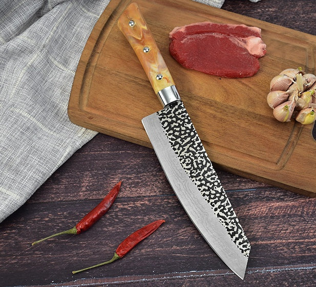 Stainless Steel Chef Knife Marble Handle Diagonal Slicing Knife
