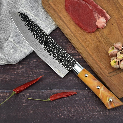 Stainless Steel Chef Knife Marble Handle Diagonal Slicing Knife