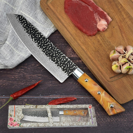 Stainless Steel Chef Knife Marble Handle Diagonal Slicing Knife