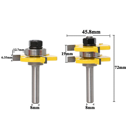 Three Tooth Ti Type Tenon Knife T Slot Milling Cutter Carbide Eight Handles