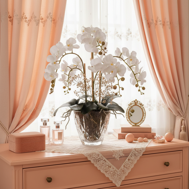 Peekaboo Studio Phalaenopsis Artificial Flower, 9 Heads, Home Decor