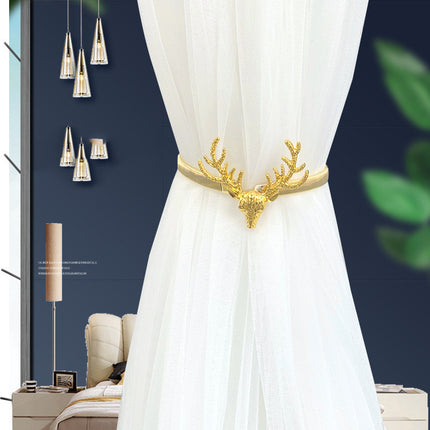 Elk Head Metal Curtain Tieback | Gold & Silver, Pearl & Spring Styles