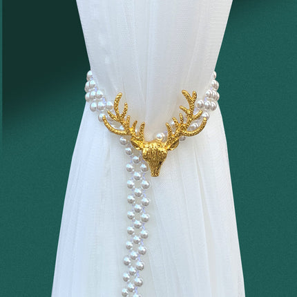 Elk Head Metal Curtain Tieback | Gold & Silver, Pearl & Spring Styles