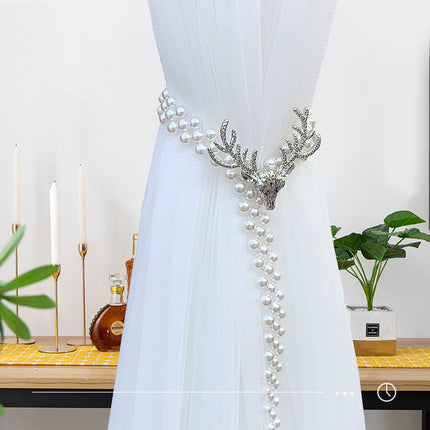 Elk Head Metal Curtain Tieback | Gold & Silver, Pearl & Spring Styles