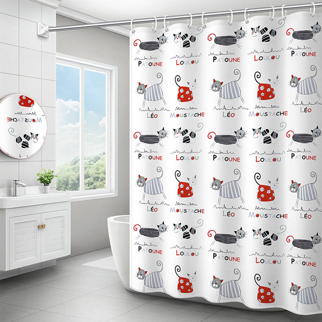 Toilet Cartoon Shower Curtain Cloth Waterproof Covering Anti-Mildew Ba