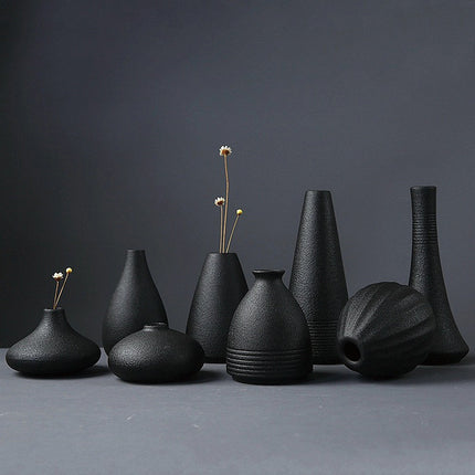 Creative Black Ceramic Small Vase for Desktop Decor and Home