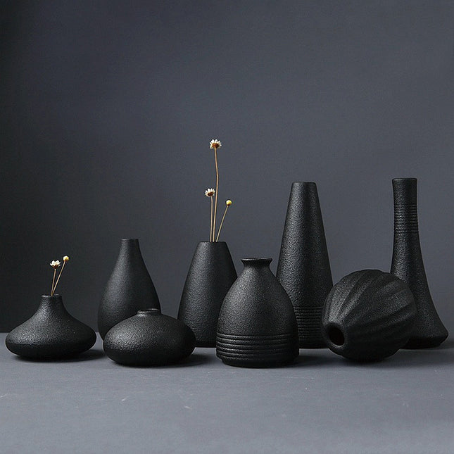 Creative Black Ceramic Small Vase for Desktop Decor and Home