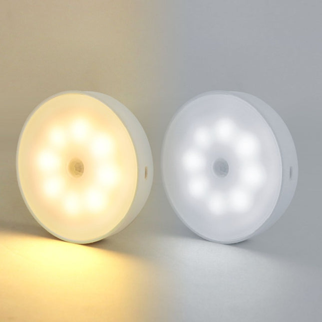 USB Rechargeable Motion Sensor Round LED Puck Light for Kitchen Cabinets