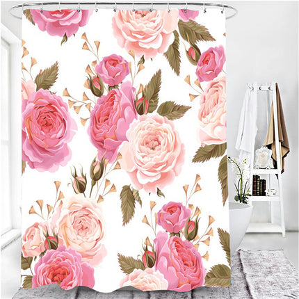 Floral Printed Waterproof Polyester Shower Curtain