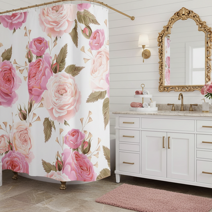 Floral Printed Waterproof Polyester Shower Curtain