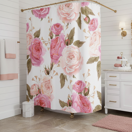 Floral Printed Waterproof Polyester Shower Curtain