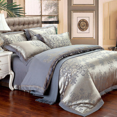 High Grade European Four Piece Satin Jacquard Bedding Pure Cotton Shee