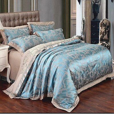 High Grade European Four Piece Satin Jacquard Bedding Pure Cotton Shee