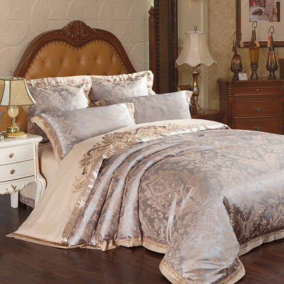 High Grade European Four Piece Satin Jacquard Bedding Pure Cotton Shee