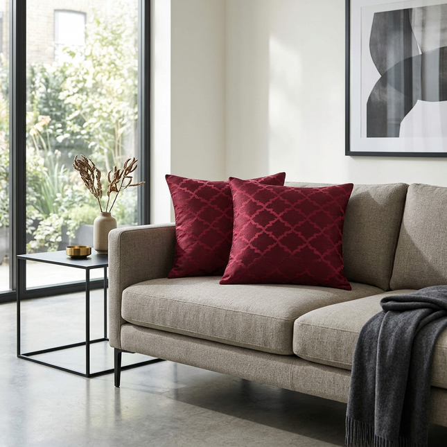 Geometric Trellis Polyester Cushion Cover in Square & Rectangular Sizes