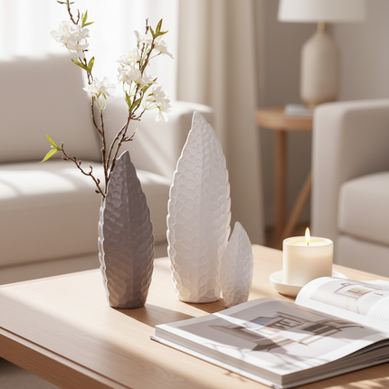 Nordic Style Modern Creative Flower Vase White Porcelain Matte Finish Home Decor
