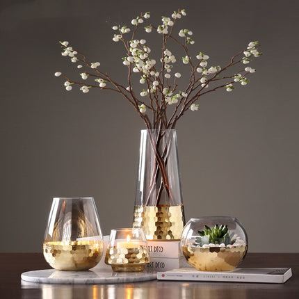 Honeycomb Glass Vase Transparent European Style Countertop Vase